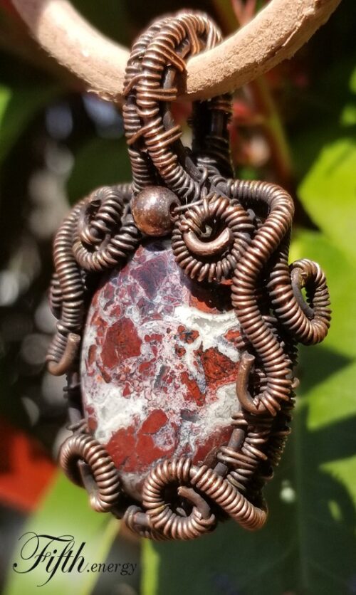 Fifth Energy Jewelry Red Brecciated Jasper Pendant Necklace