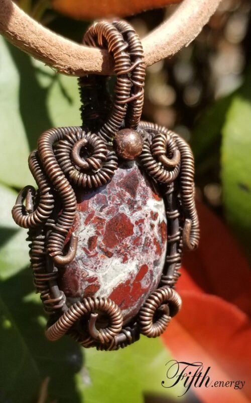 Fifth Energy Jewelry Red Brecciated Jasper Pendant Necklace