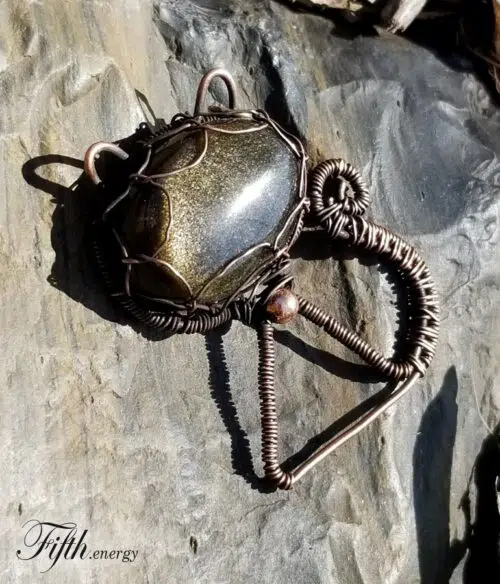 Fifth Energy Jewelry Golden Obsidian Feline Pendant Unique Gifts