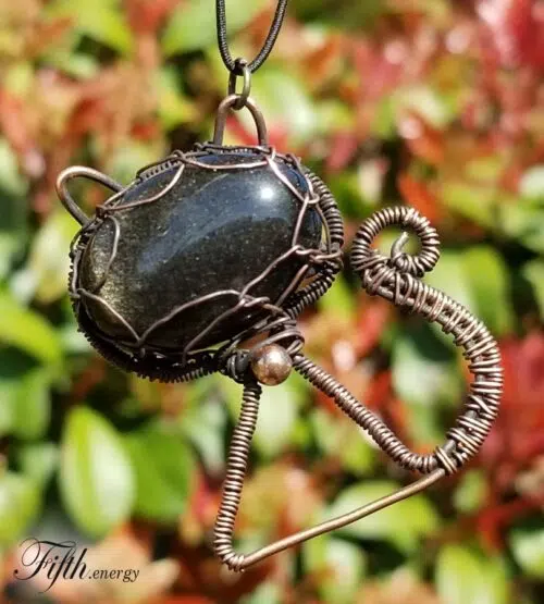 Fifth Energy Jewelry Golden Obsidian Feline Pendant Unique Gifts