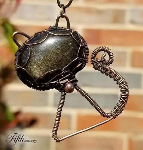 Fifth Energy Jewelry Golden Obsidian Feline Pendant Unique Gifts