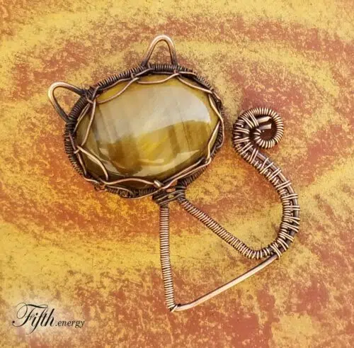 Fifth Energy Jewelry Tigers Eye Feline Pendant Unique Gifts
