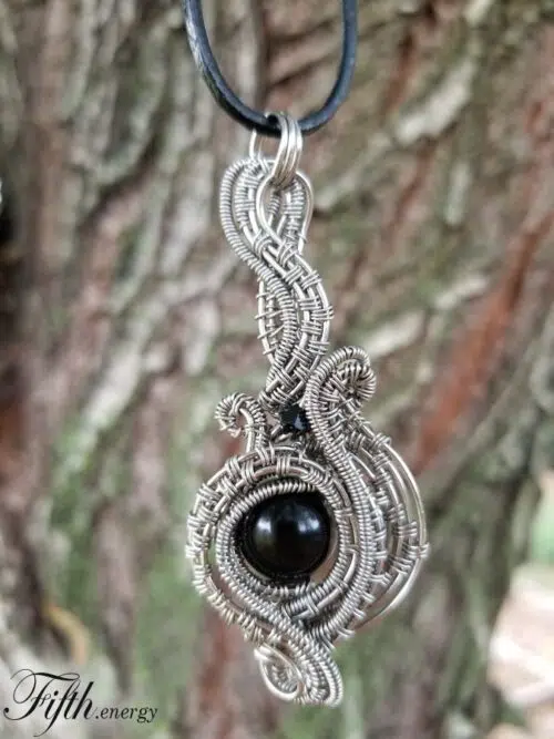 Stainless Steel Rainbow Obsidian Necklace
