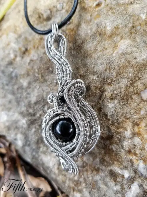 Stainless Steel Rainbow Obsidian Necklace