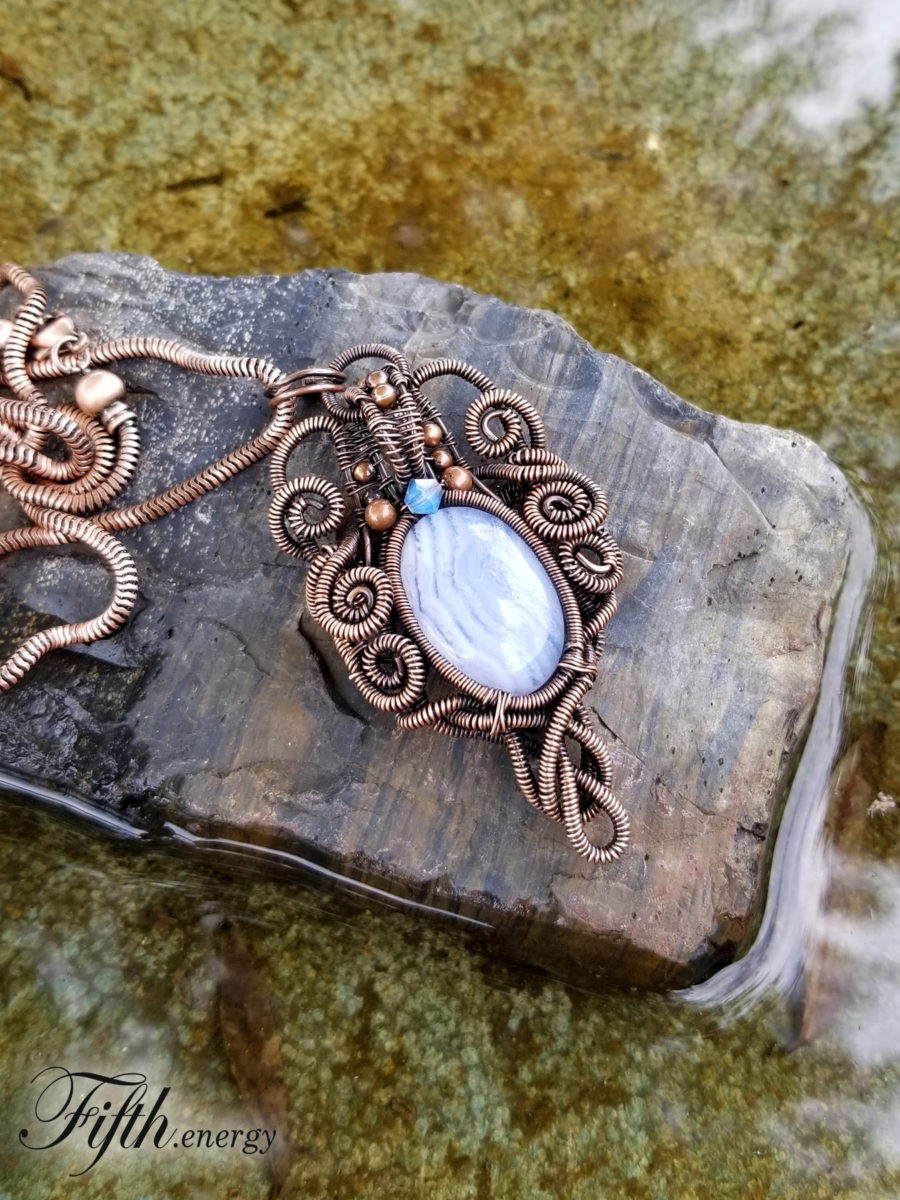 Blue Lace Agate Necklace for Serenity and Breaking Unhealthy Patterns. –  THS Custom Jewelry