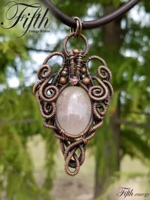 Rose Quartz Copper Necklace Fifth Energy