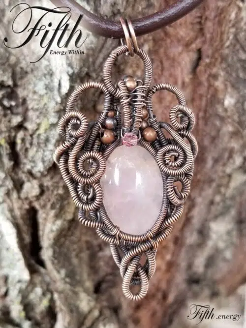 Rose Quartz Copper Necklace Fifth Energy