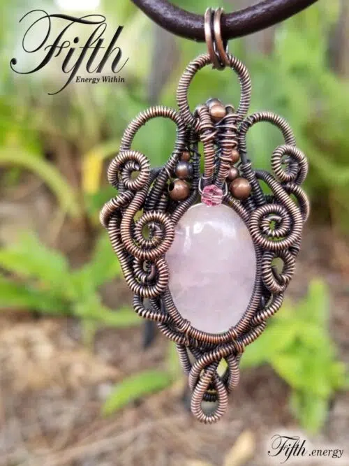 Rose Quartz Copper Necklace Fifth Energy