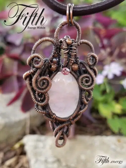 Rose Quartz Copper Necklace Fifth Energy