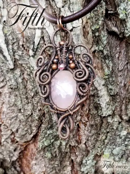 Rose Quartz Copper Necklace Fifth Energy