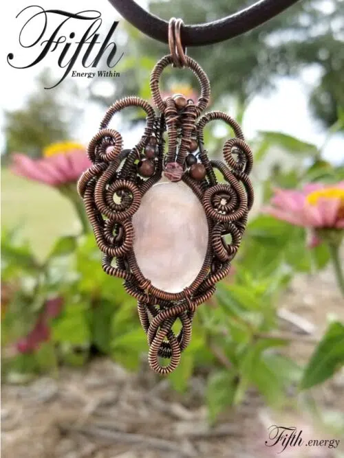 Rose Quartz Copper Necklace Fifth Energy