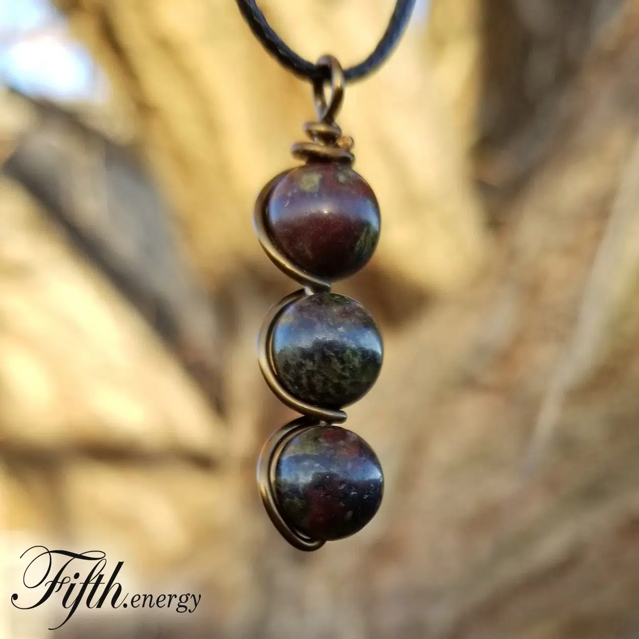 Dragons Blood Jasper Drop Pendant Necklace Fifth Energy Jewelry