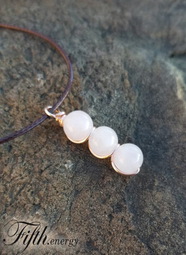 Rose quartz drop necklace fifth energy jewelry