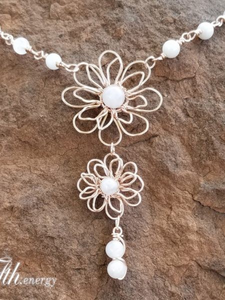 Flower drops- rose quartz necklace