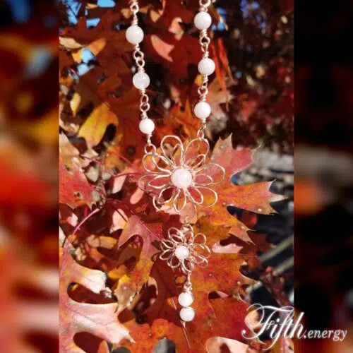 Rose Quartz Gemstone Flower Necklace Fifth Energy Jewelry