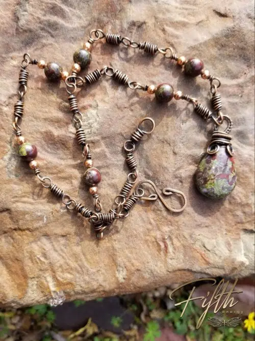 Linked Dragons Blood Copper Necklace Fifth Energy Jewelry