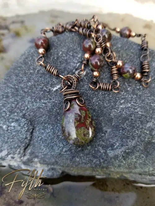 Linked Dragons Blood Copper Necklace Fifth Energy Jewelry