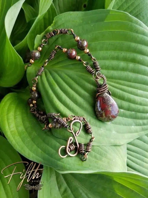 Linked Dragons Blood Copper Necklace Fifth Energy Jewelry
