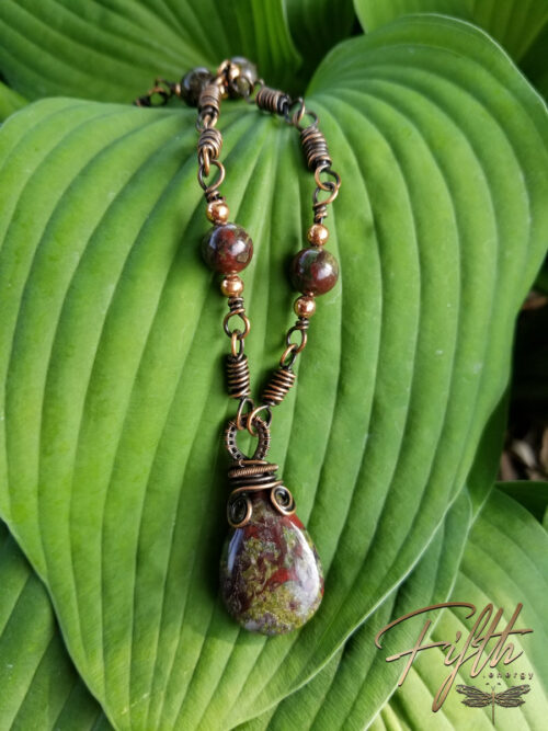 Linked Dragons Blood Copper Necklace Fifth Energy Jewelry