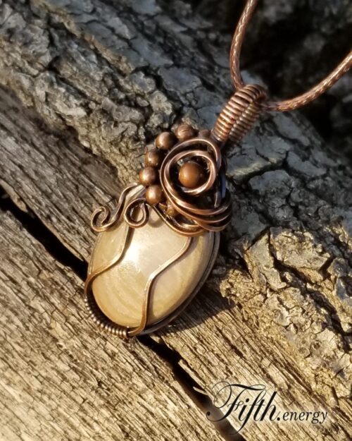 Petrified wood necklace fifth energy jewelry
