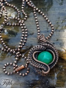 Fifth Energy Jewelry African Peacock Agate Necklace