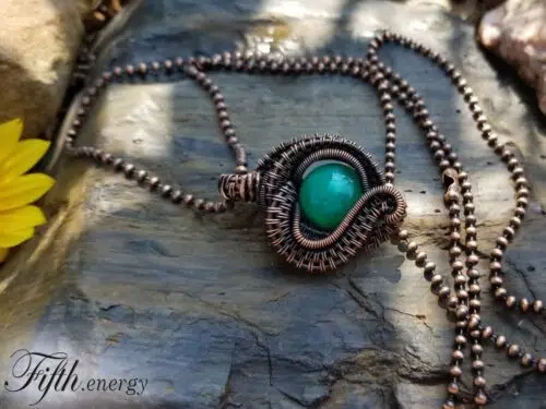 Peacock Agate Heart Necklace - Image 3