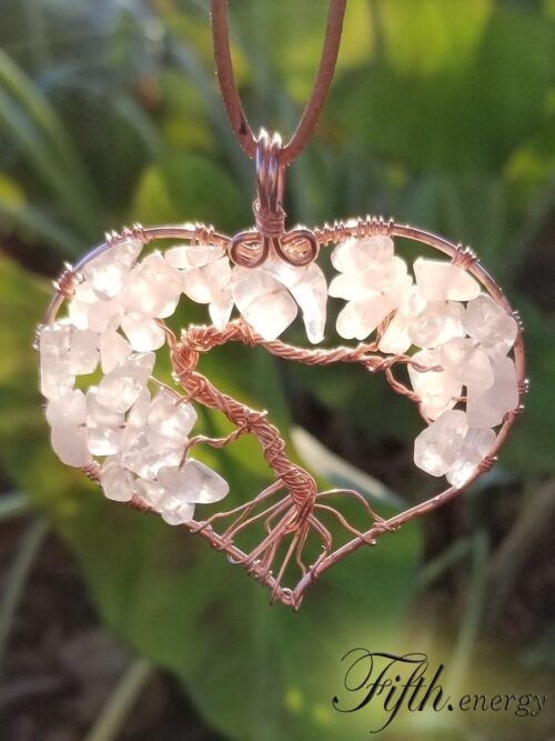 Rose Quartz Tree of Life Necklace Fifth Energy