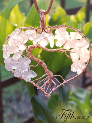Rose Quartz Tree of Life Necklace Fifth Energy
