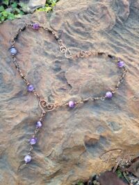 Amethyst Copper Heart Necklace Fifth Energy Jewelry Romantic