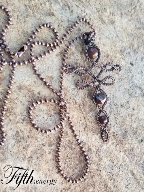 Celtic Cross Petrified Wood Necklace Fifth Energy Jewelry