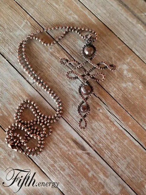 Celtic Cross Petrified Wood Necklace Fifth Energy Jewelry