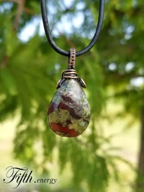 Dragons Blood Jasper Gemstone Necklace Fifth Energy Jewelry