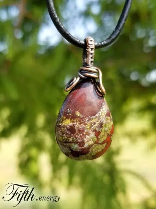 Dragons Blood Jasper Gemstone Necklace Fifth Energy Jewelry