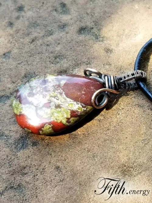 Dragons Blood Jasper Gemstone Necklace Fifth Energy Jewelry