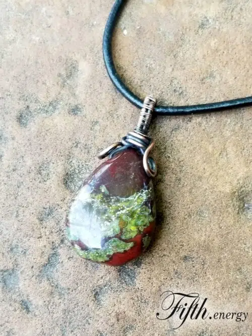Dragons Blood Jasper Gemstone Necklace Fifth Energy Jewelry