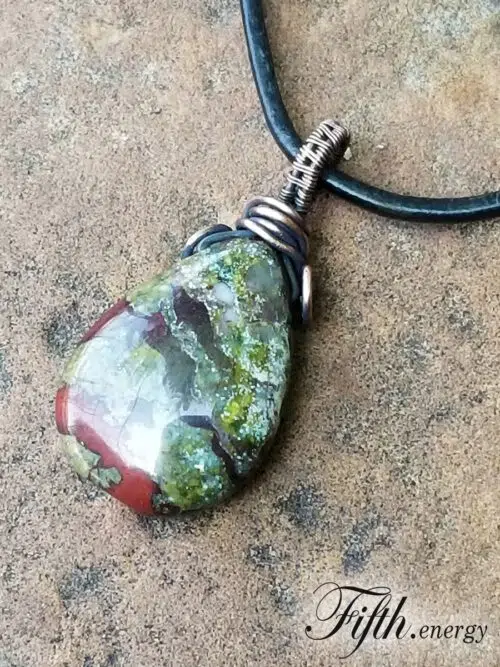 Dragons Blood Jasper Gemstone Necklace Fifth Energy Jewelry