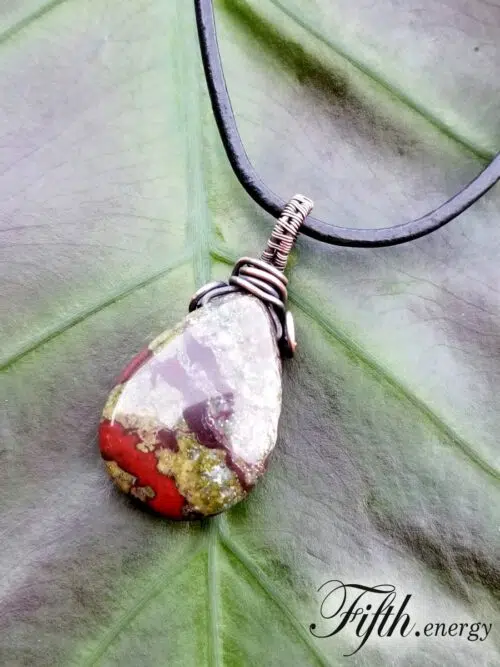 Dragons Blood Jasper Gemstone Necklace Fifth Energy Jewelry
