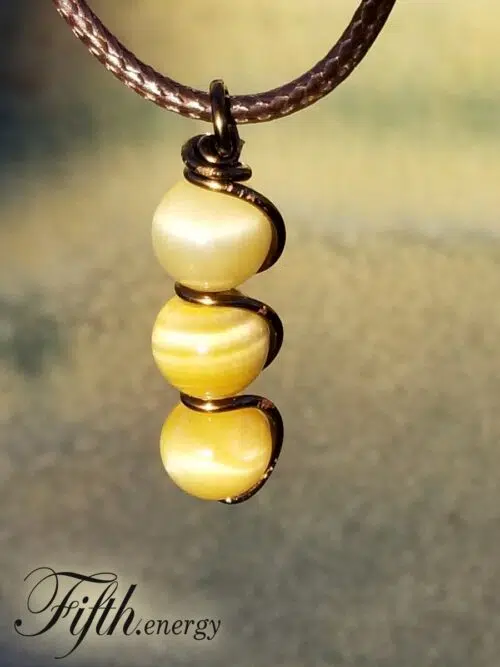 Honey Tigers Eye Drop Pendant Necklace Fifth Energy Jewelry