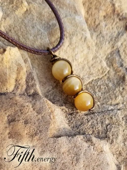 Honey Tigers Eye Drop Pendant Necklace Fifth Energy Jewelry