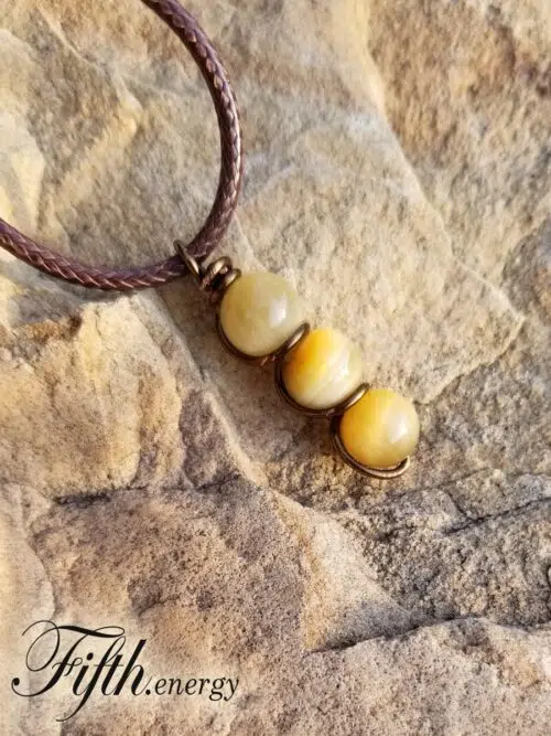 Honey Tigers Eye Drop Pendant Necklace Fifth Energy Jewelry