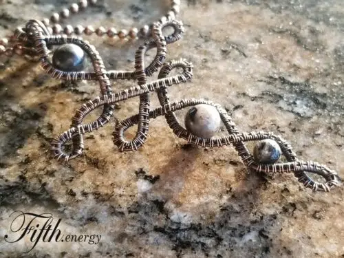 Larvikite Celtic Cross Necklace Fifth Energy Jewelr
