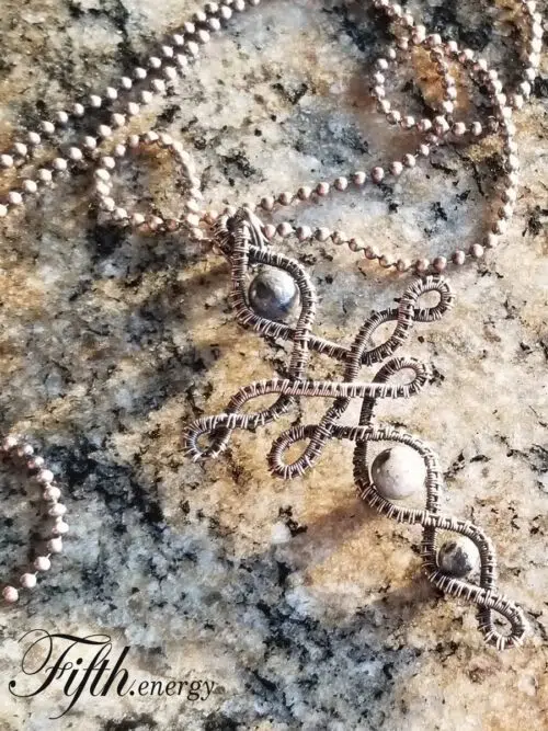 Larvikite Celtic Cross Necklace Fifth Energy Jewelr