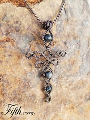 Larvikite Celtic Cross Necklace Fifth Energy Jewelr