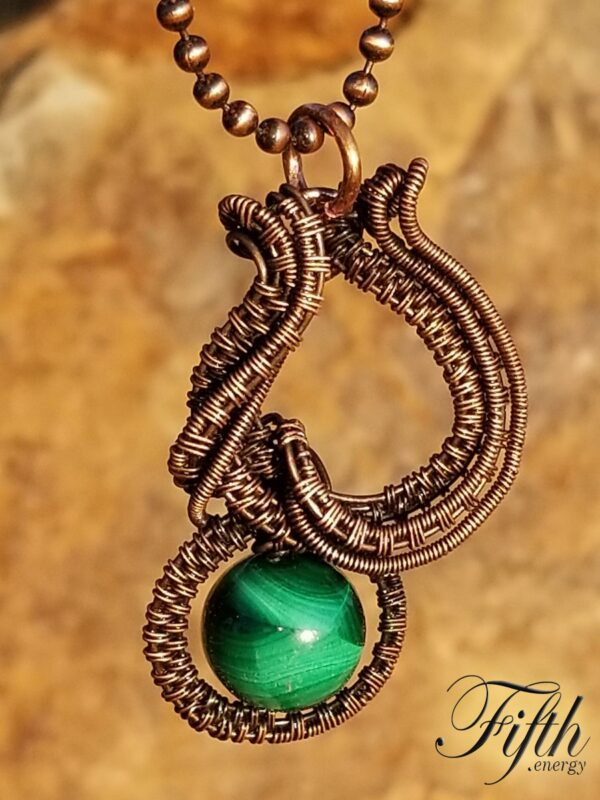 Malachite caligraphy copper necklace fifth energy jewelry
