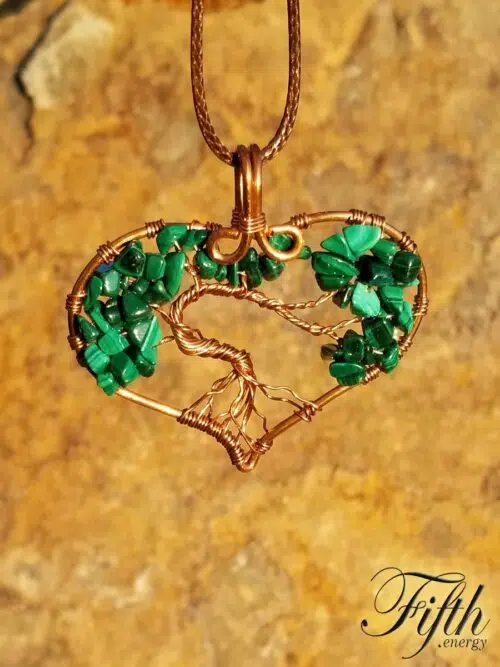 Malachite Tree of Life Necklace Fifth Energy Jewelry