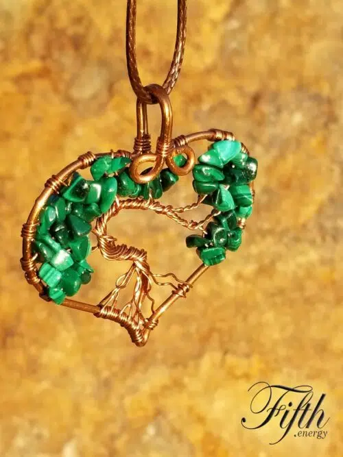 Malachite Tree of Life Necklace Fifth Energy Jewelry