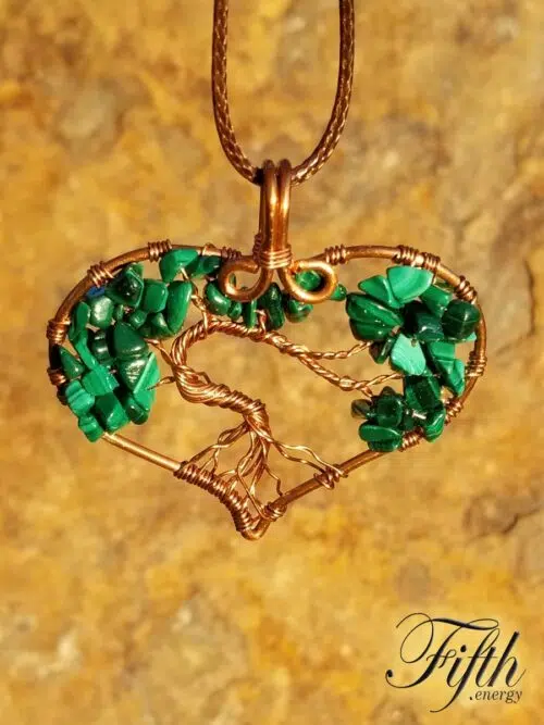 Malachite Tree of Life Necklace Fifth Energy Jewelry