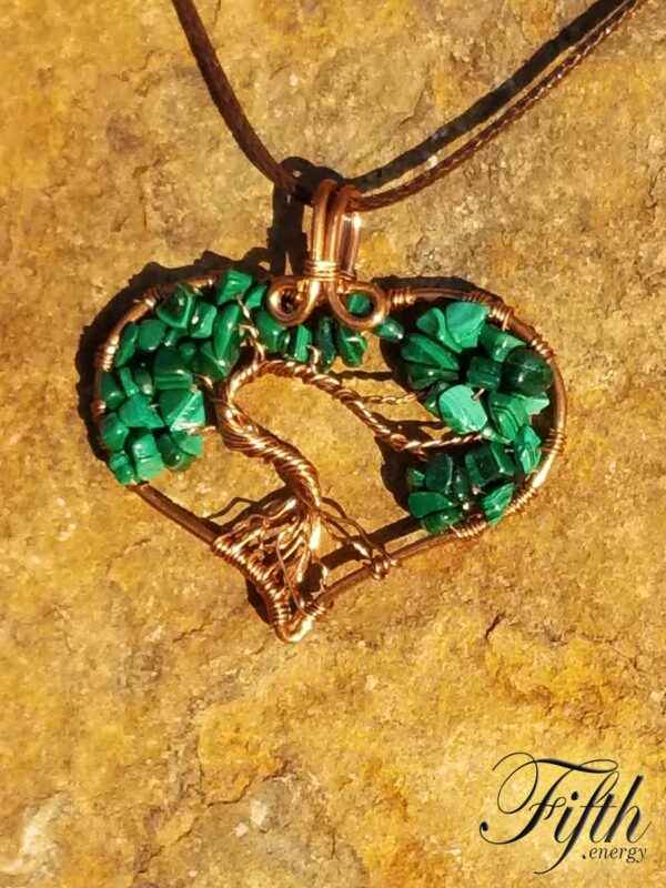 Malachite Tree of Life Necklace Fifth Energy Jewelry