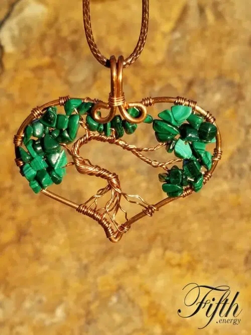 Malachite Tree of Life Necklace Fifth Energy Jewelry