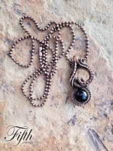 Obsidian copper necklace fifth energy jewelry